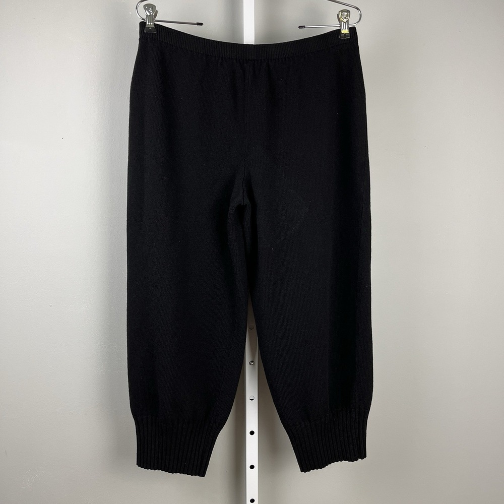 Vintage Dia Black Knit Pants Womens Large Pull On Ribbed Knit Ankle Cuffs - Picture 5 of 6